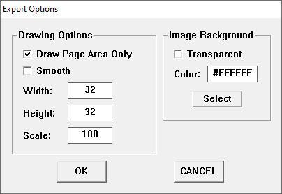 screenshot of the export raster image dialog