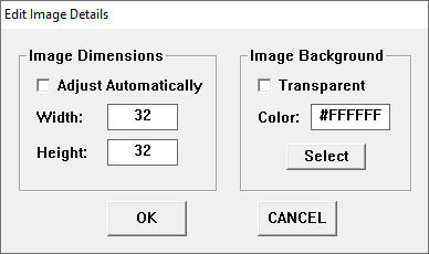 screenshot of the image details dialog